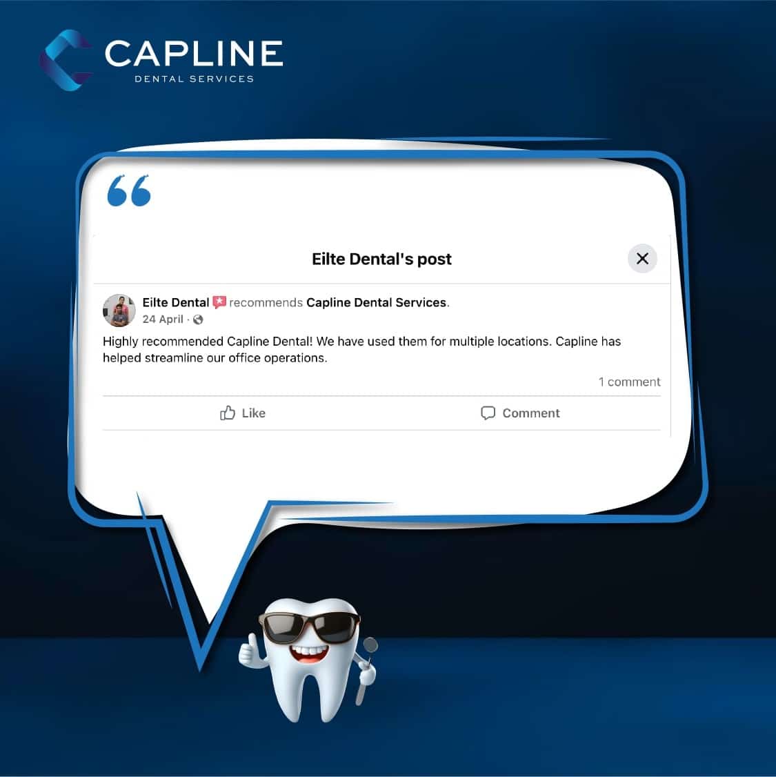Nothing speaks louder than the words of a happy client. 

At Capline Dental Services, we take pride in being more than a service provider. 

We’re a partner you can count on, no matter how many locations you run.

#clientreview #clienttestimonial